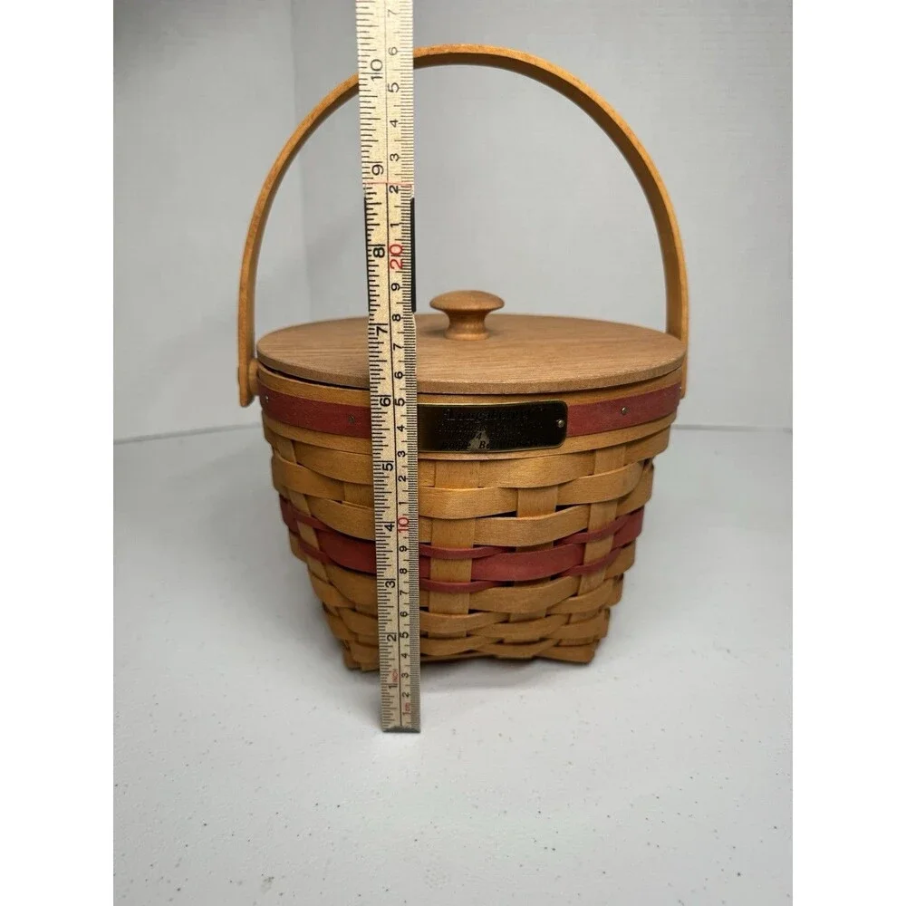 Longaberger Christmas Collection 1994 Jingle Bell Basket with Lid Red Accents